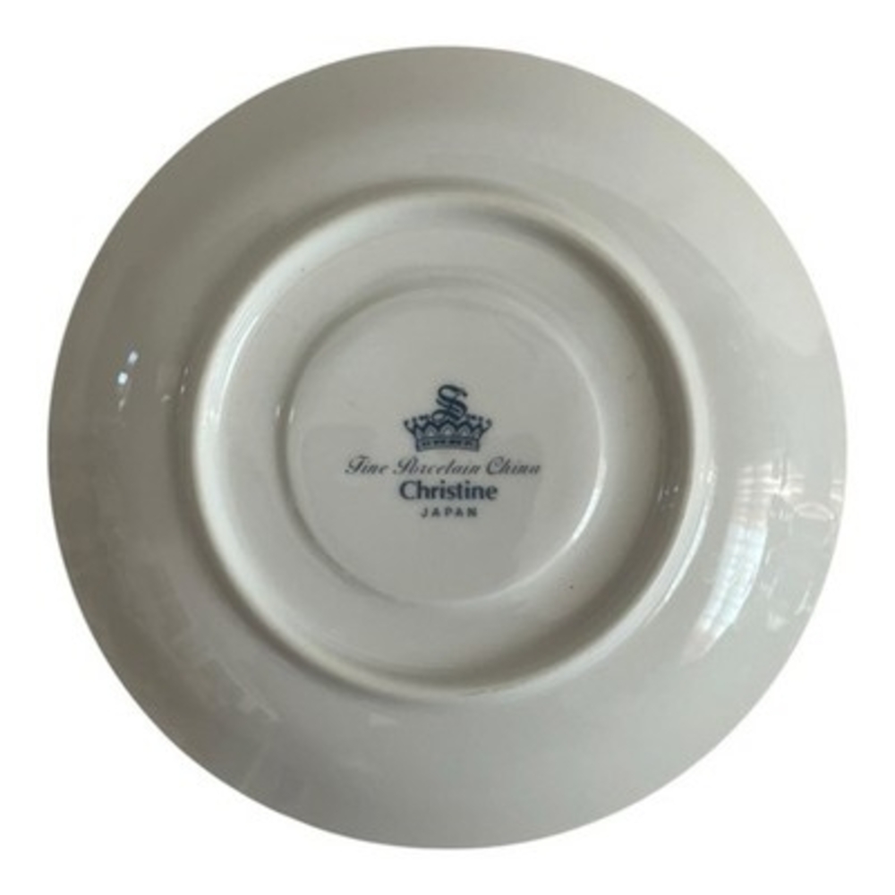 Christine Fine Porcelain China Japan Teacup Saucer Set Blue Floral Platinum VG - Picture 5 of 7